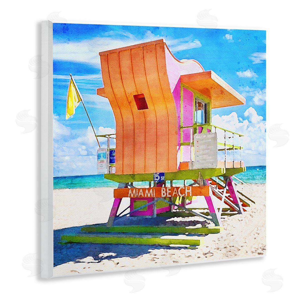 LSR Design Studio Miami Beach Orange Hut Wooden Wall Plaque Art Print