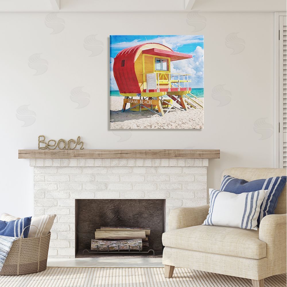 LSR Design Studio Miami Beach Hut Canvas Wall Art in Room