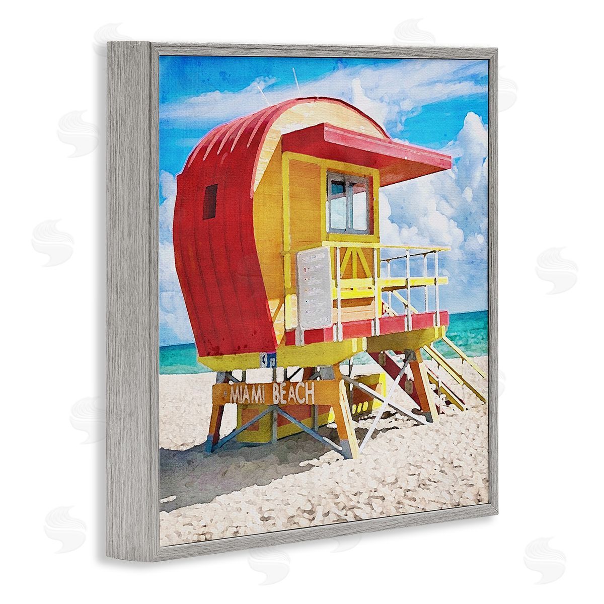 LSR Design Studio Miami Beach Hut Gray Framed Glicee Wall Art Print