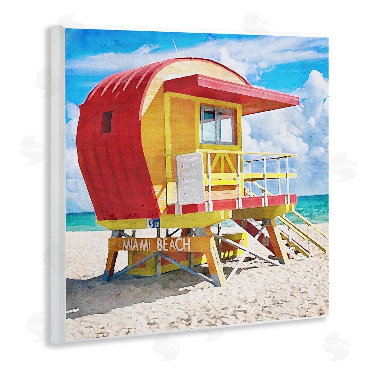 LSR Design Studio Miami Beach Hut Wooden Wall Plaque Art Print