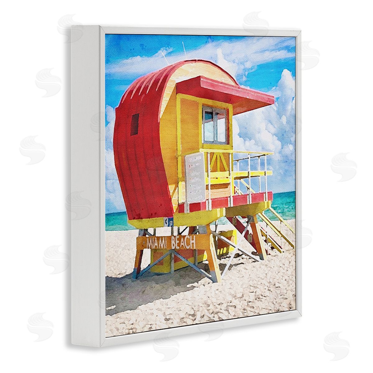 LSR Design Studio Miami Beach Hut White Framed Glicee Wall Art Print
