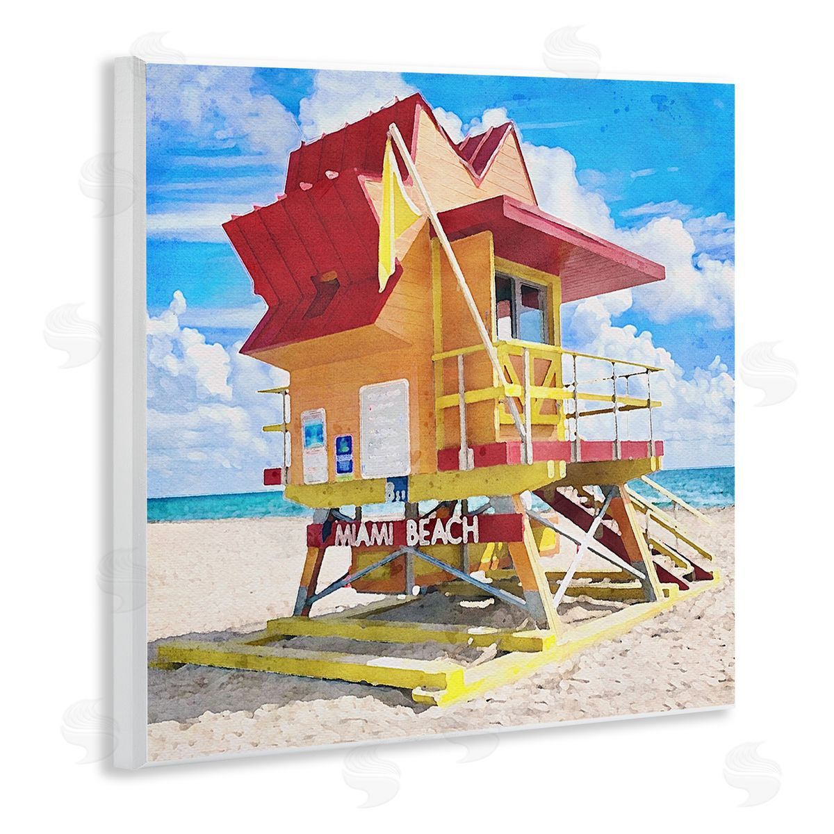 LSR Design Studio Summer Beach Hut Wooden Wall Plaque Art Print