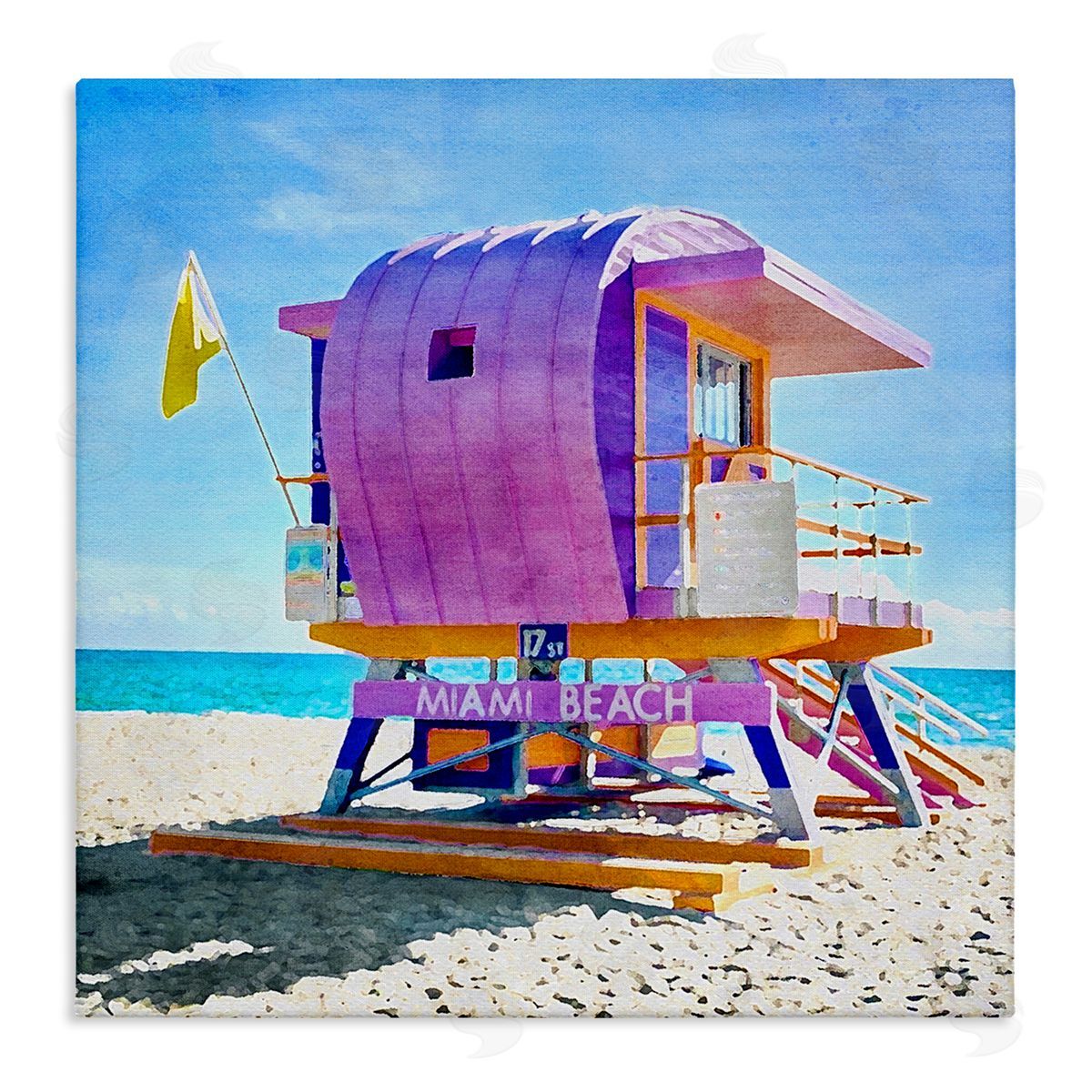 LSR Design Studio Summer Lifeguard Hut Stretched Canvas Wall Art Print