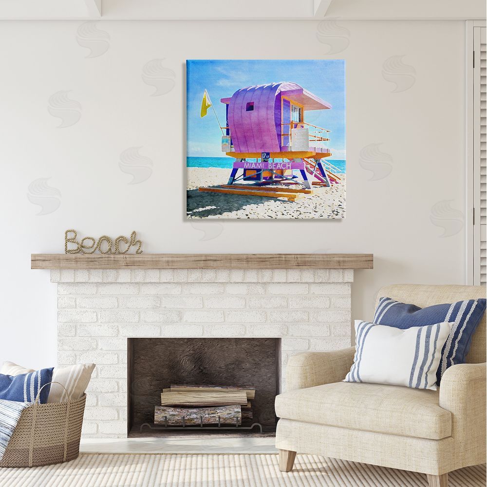 LSR Design Studio Summer Lifeguard Hut Canvas Wall Art in Room
