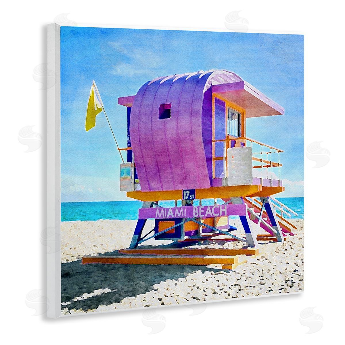 LSR Design Studio Summer Lifeguard Hut Wooden Wall Plaque Art Print