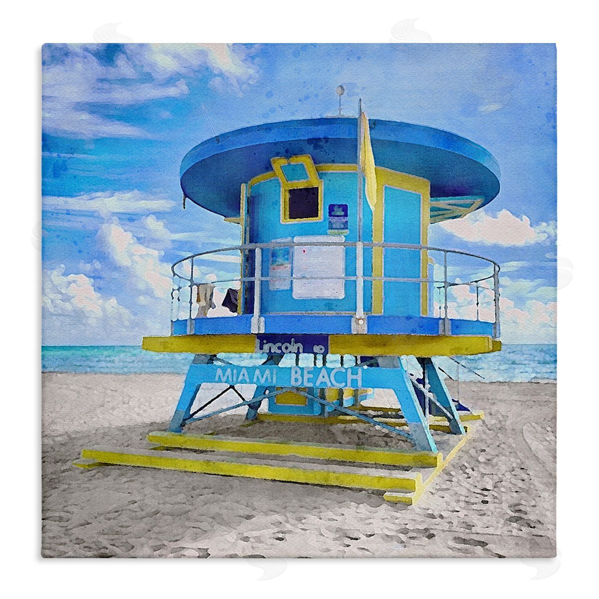 LSR Design Studio Miami Beach Summer Hut Stretched Canvas Wall Art Print