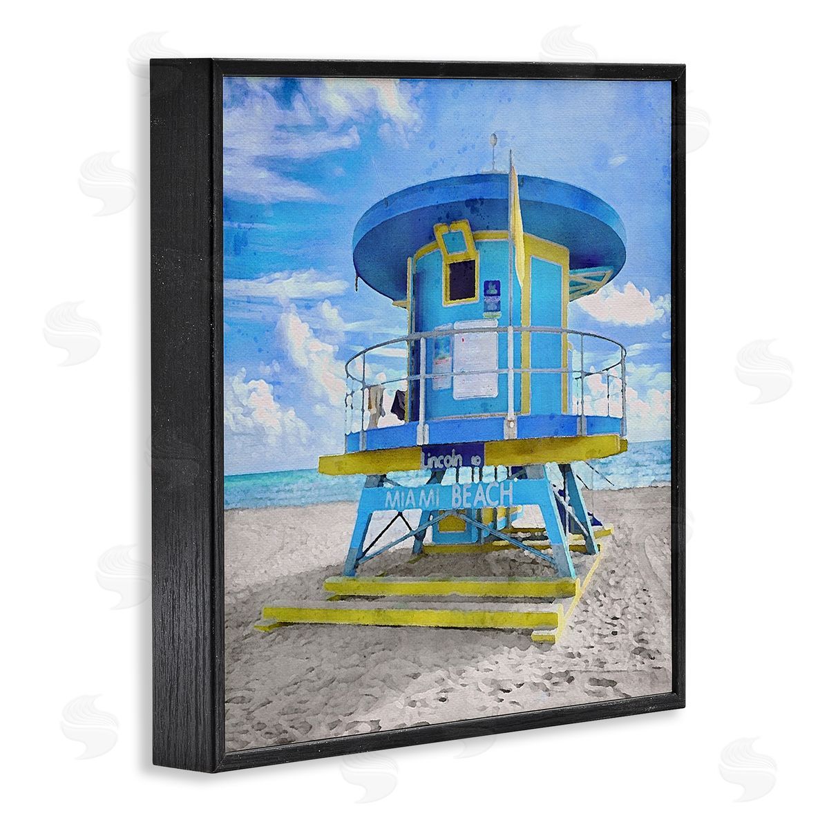 LSR Design Studio Miami Beach Summer Hut Black Framed Glicee Wall Art Print