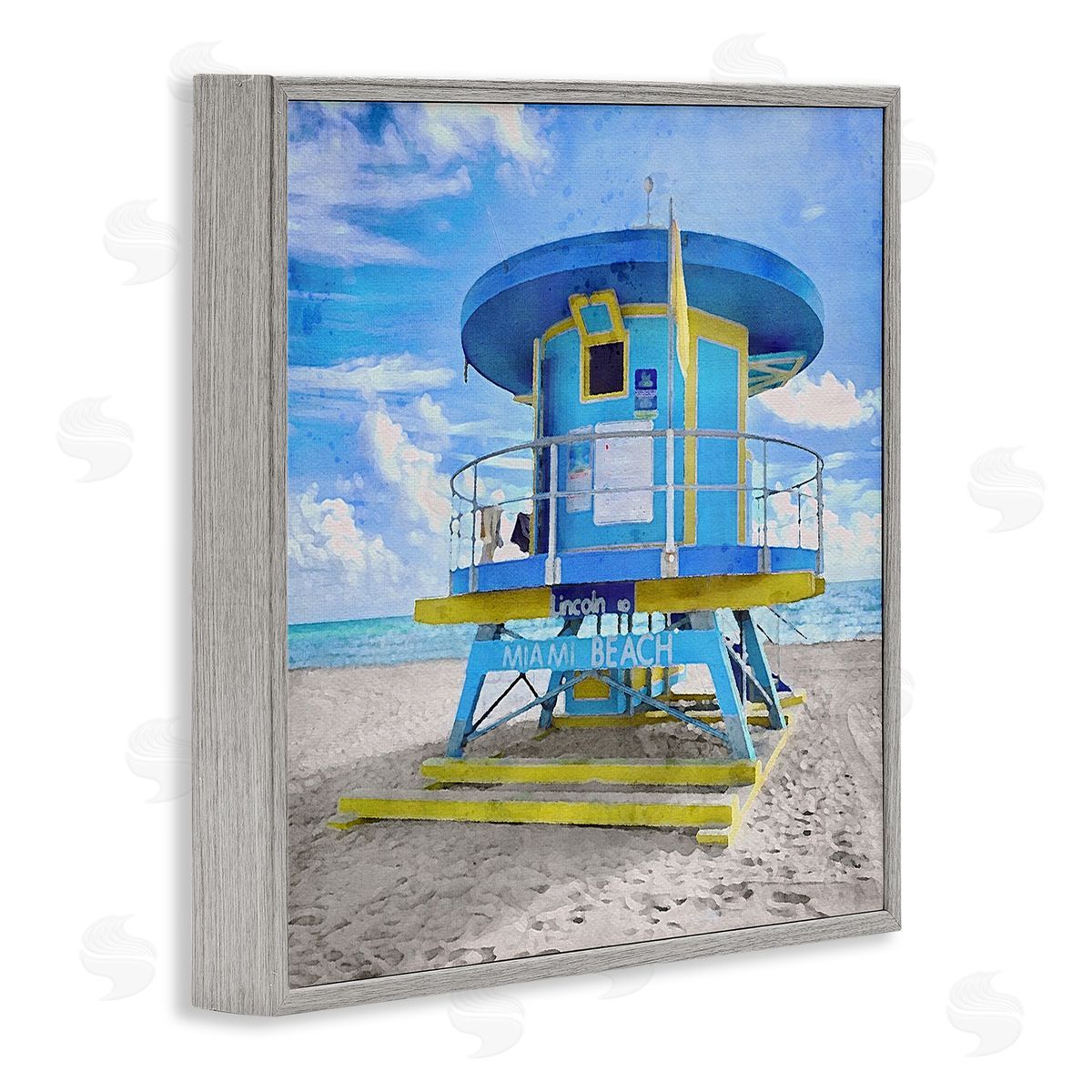 LSR Design Studio Miami Beach Summer Hut Gray Framed Glicee Wall Art Print