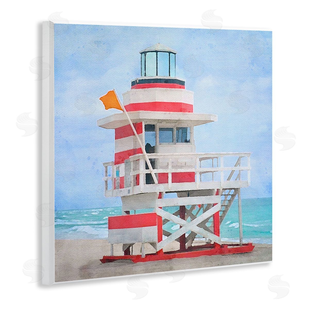 LSR Design Studio Summer Shore Hut Wooden Wall Plaque Art Print
