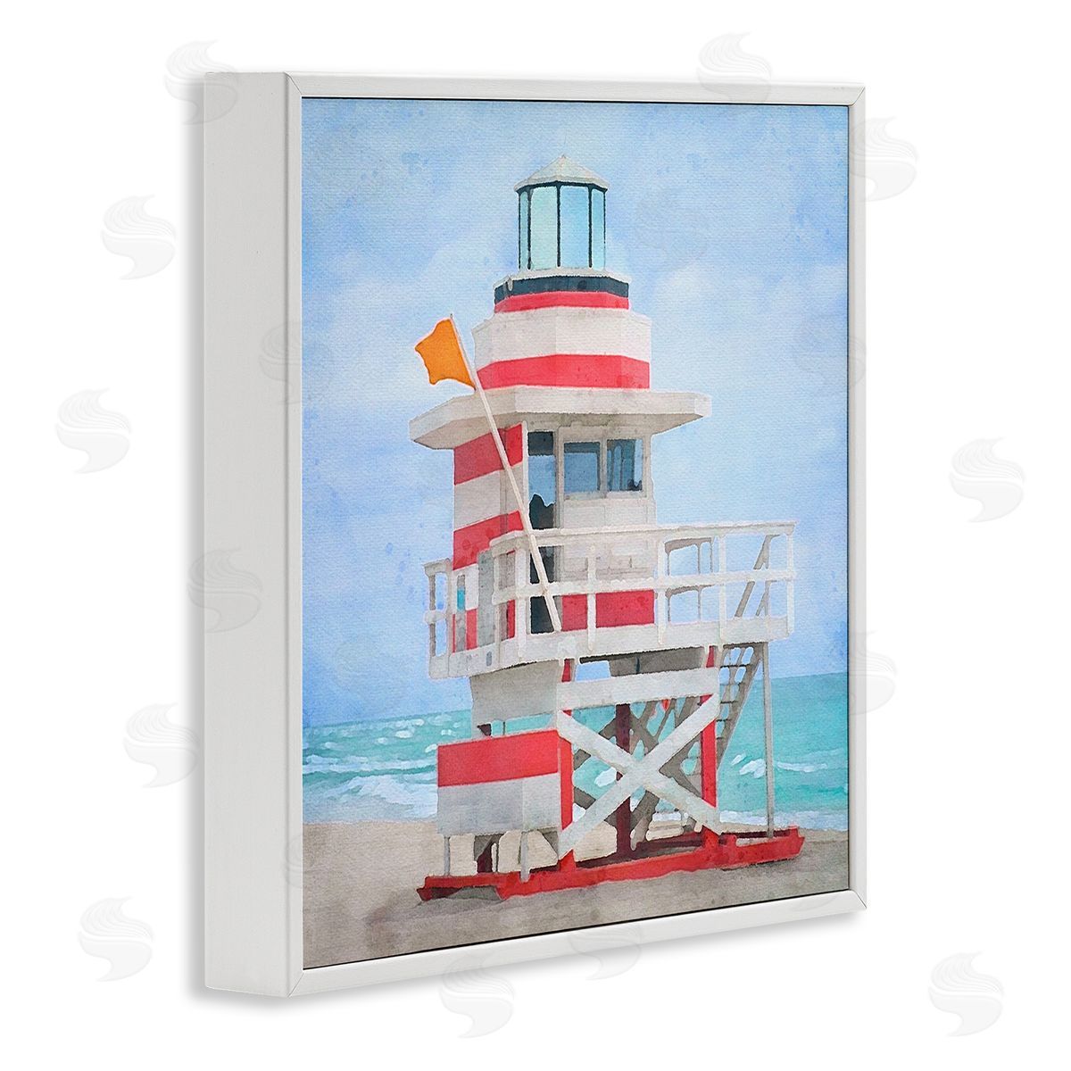 LSR Design Studio Summer Shore Hut White Framed Glicee Wall Art Print
