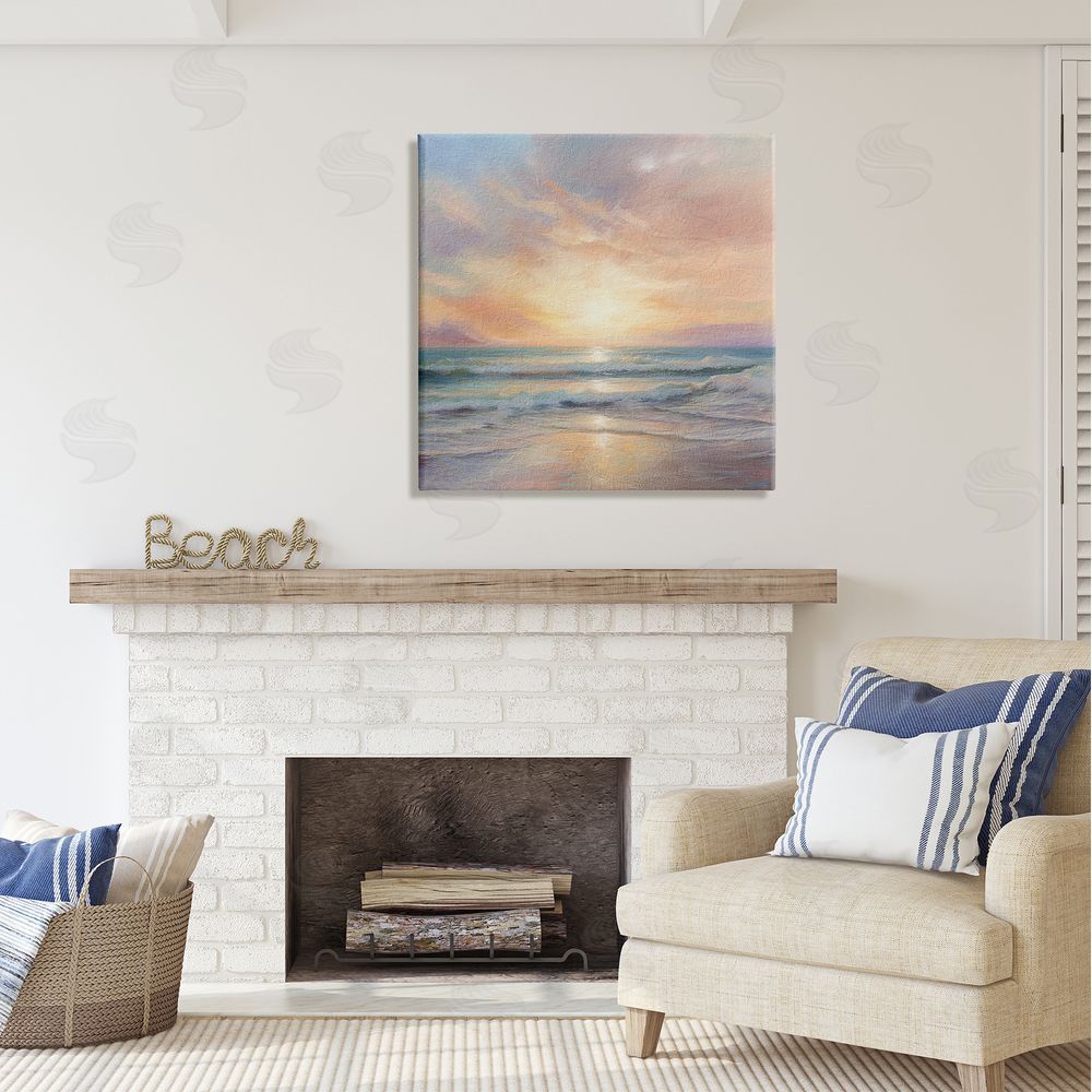 LSR Design Studio Coastal Sunset Reflection Canvas Wall Art in Room