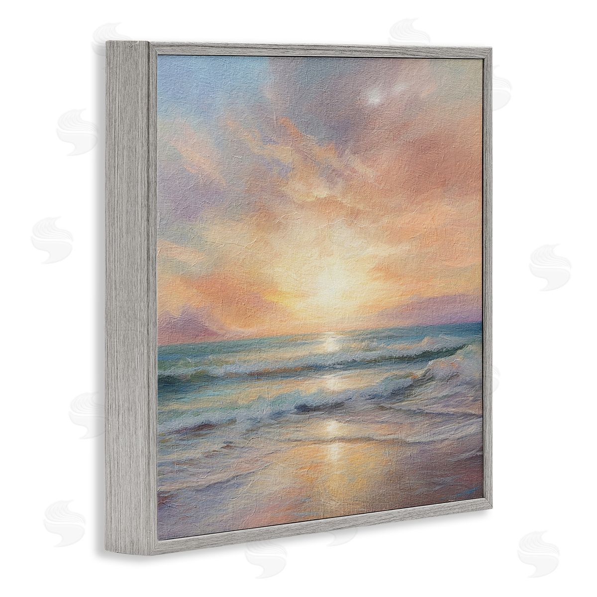 LSR Design Studio Coastal Sunset Reflection Gray Framed Glicee Wall Art Print