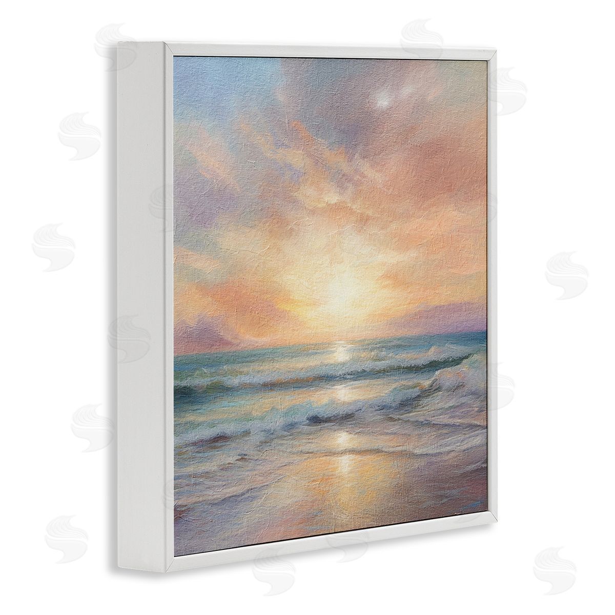 LSR Design Studio Coastal Sunset Reflection White Framed Glicee Wall Art Print