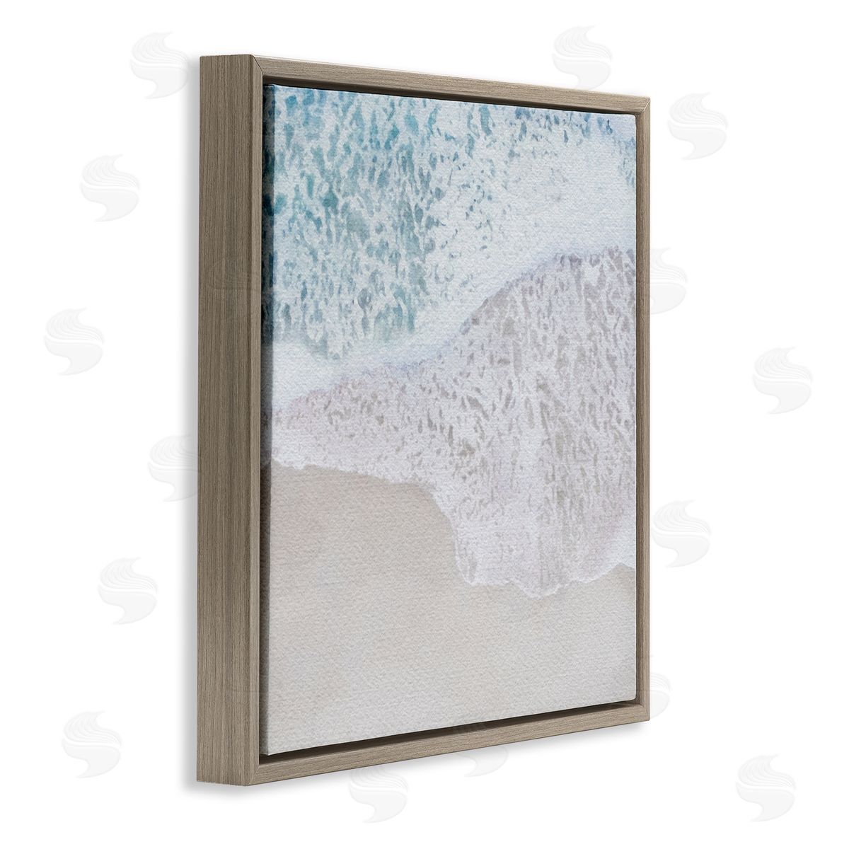 LSR Design Studio Foamy Ocean Waves Brown Floating Frame Canvas Wall Art Print