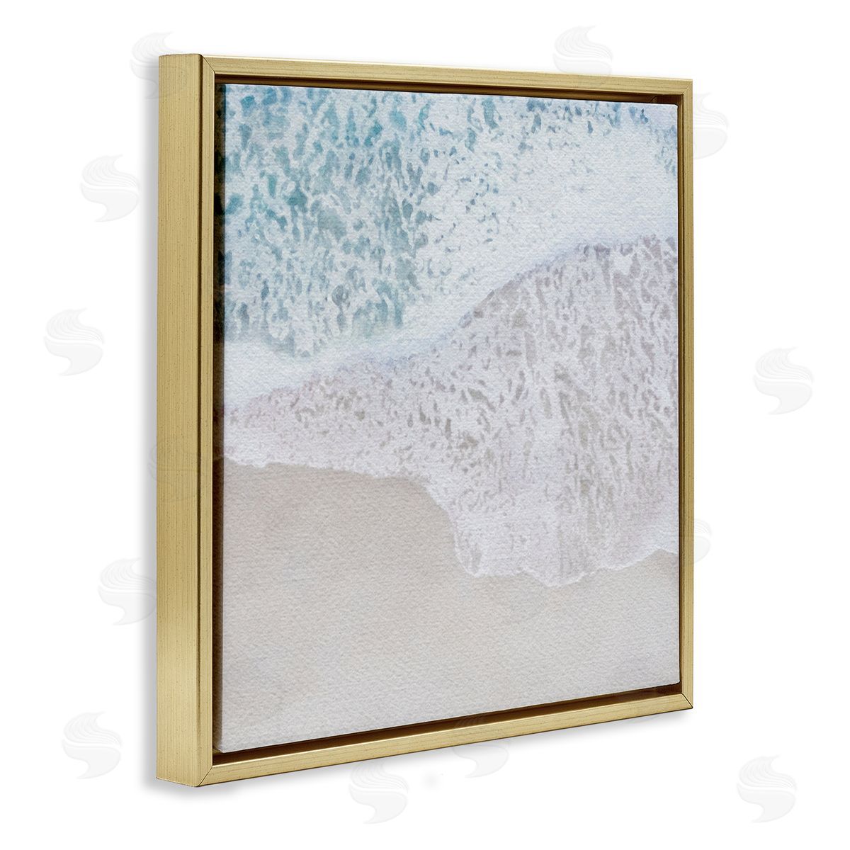 LSR Design Studio Foamy Ocean Waves Gold Floating Frame Canvas Wall Art Print