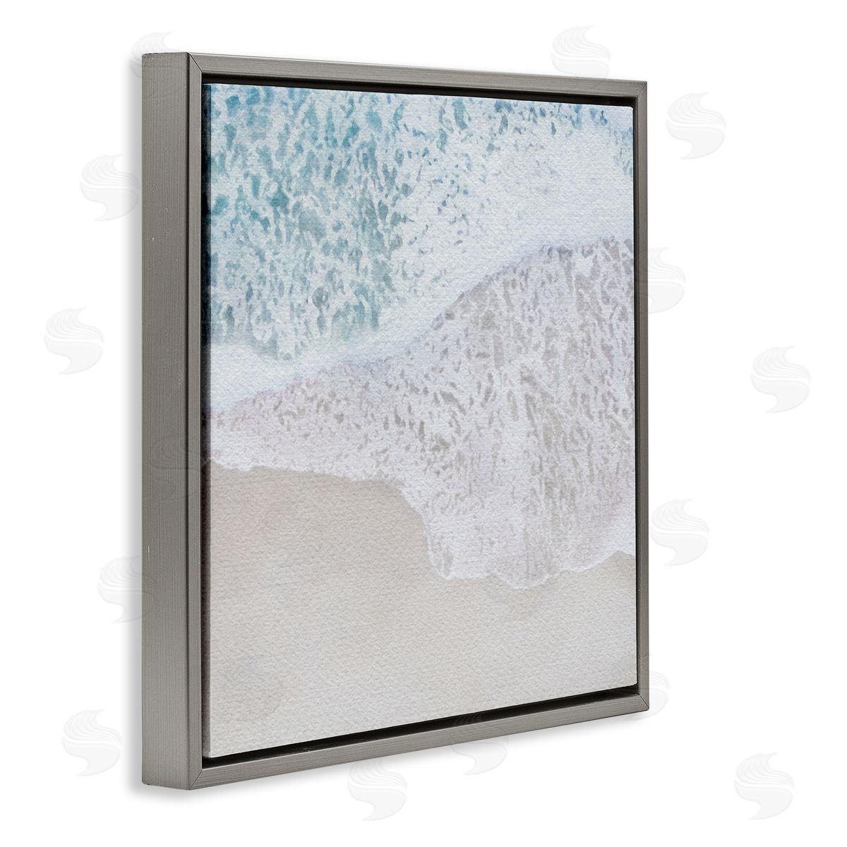 LSR Design Studio Foamy Ocean Waves Gray Floating Frame Canvas Wall Art Print