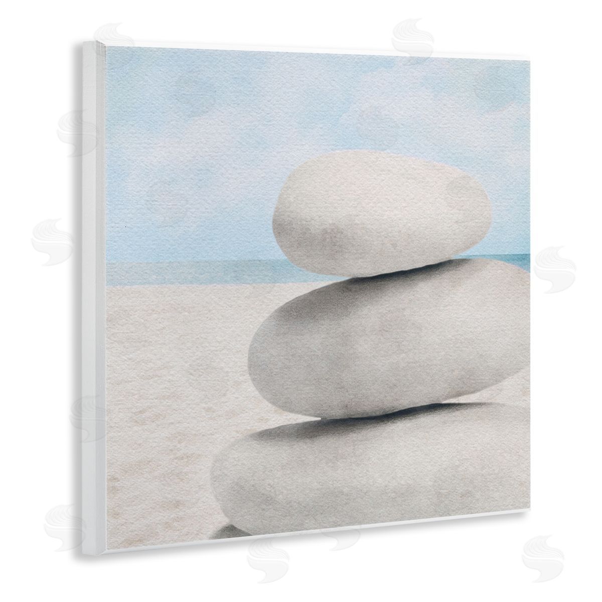 LSR Design Studio Coastal Stacked Rocks Wooden Wall Plaque Art Print