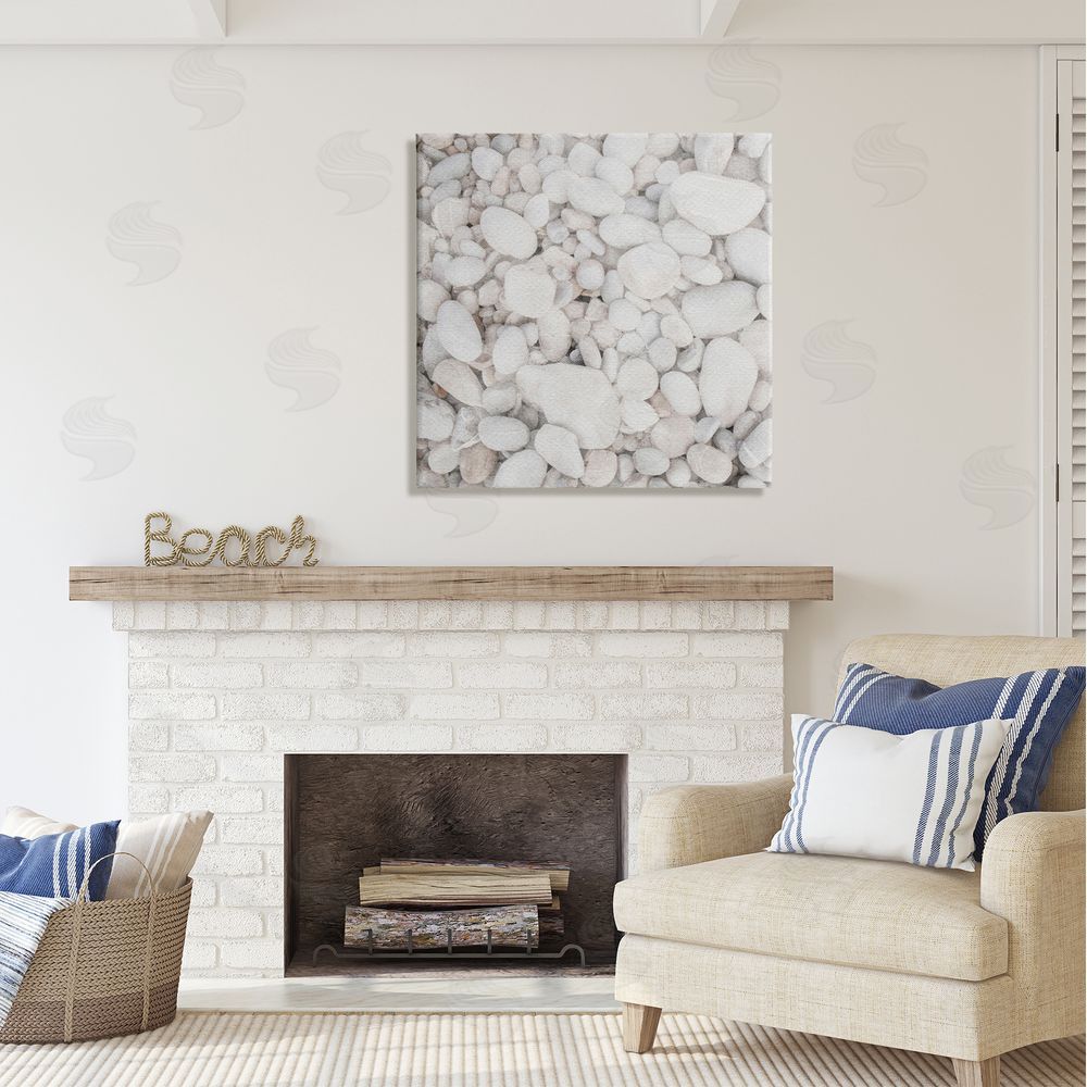 LSR Design Studio Grey Beach Pebbles  Canvas Wall Art in Room