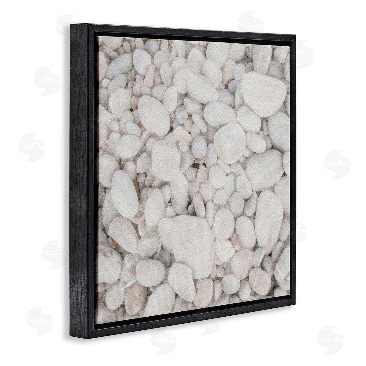 LSR Design Studio Grey Beach Pebbles  Black Floating Frame Canvas Wall Art Print