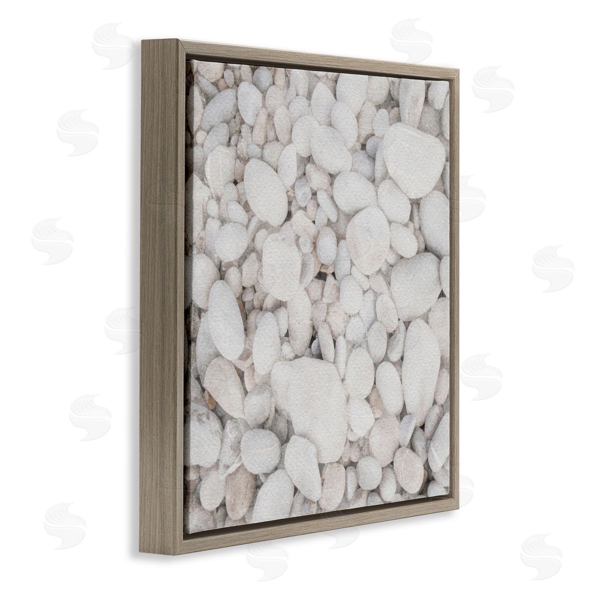 LSR Design Studio Grey Beach Pebbles  Brown Floating Frame Canvas Wall Art Print