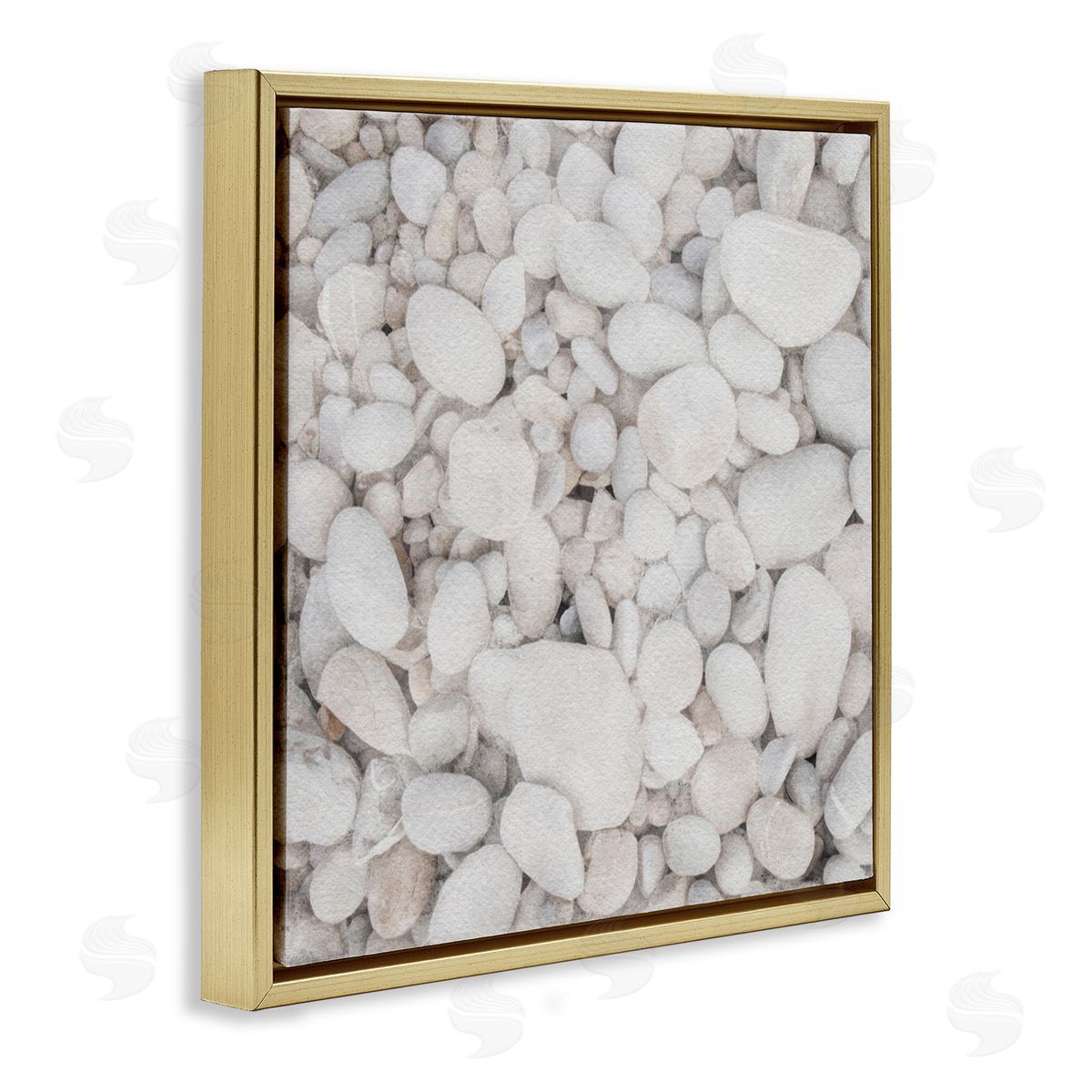 LSR Design Studio Grey Beach Pebbles  Gold Floating Frame Canvas Wall Art Print