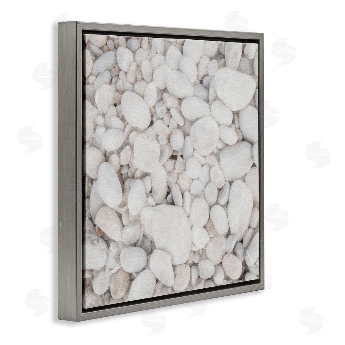 LSR Design Studio Grey Beach Pebbles  Gray Floating Frame Canvas Wall Art Print