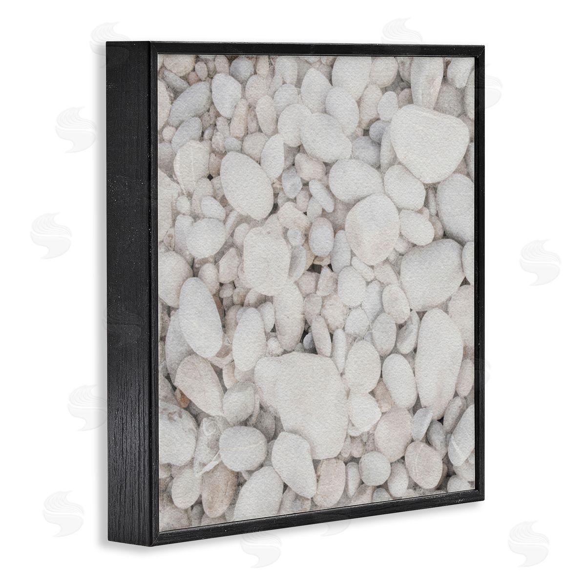 LSR Design Studio Grey Beach Pebbles  Black Framed Glicee Wall Art Print