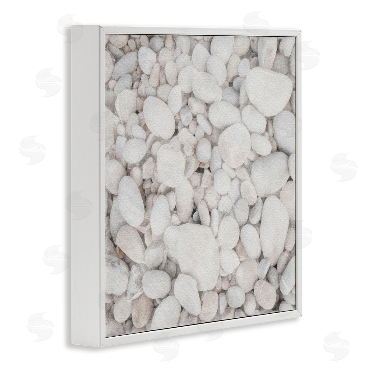 LSR Design Studio Grey Beach Pebbles  White Framed Glicee Wall Art Print