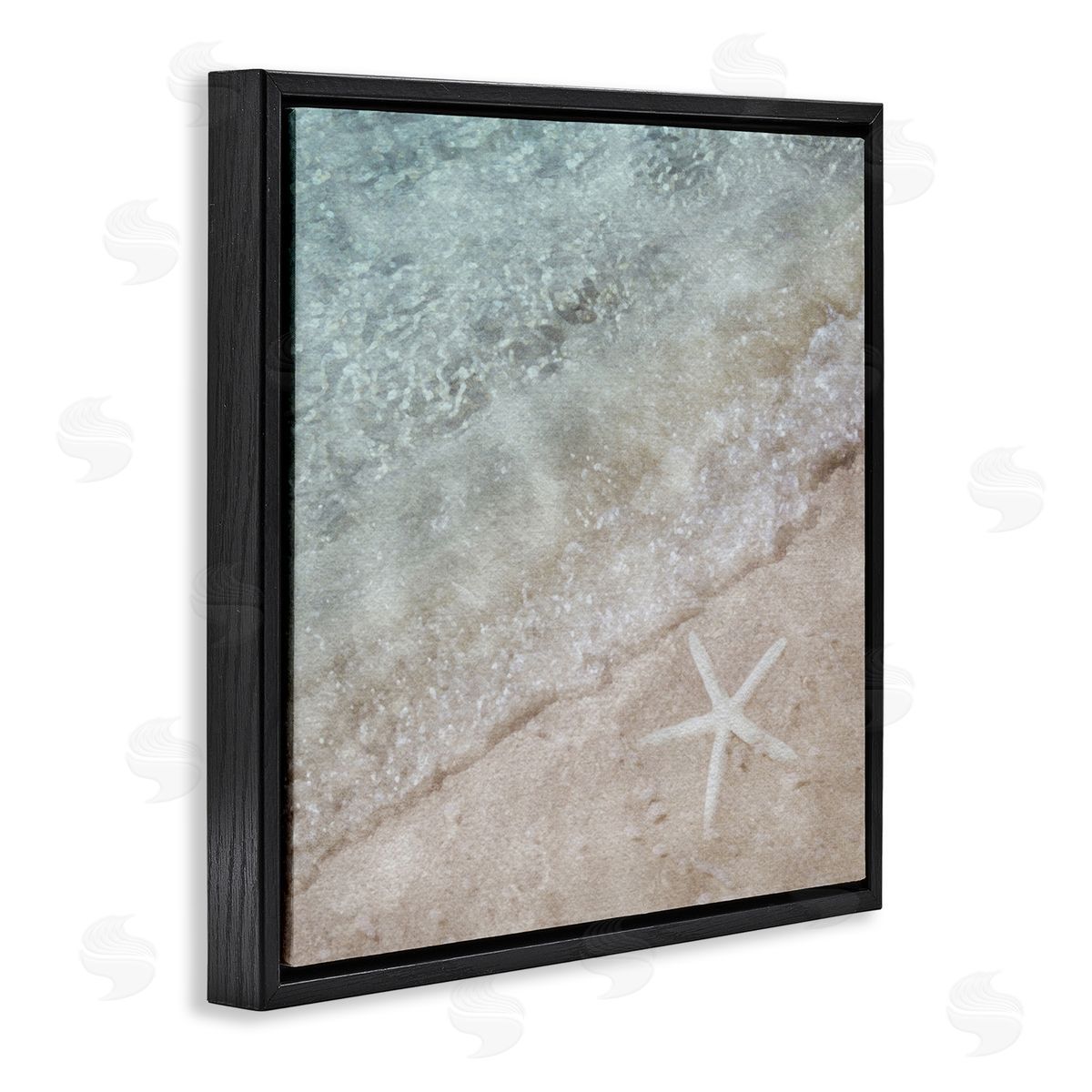 LSR Design Studio Starfish on Beach Coast Black Floating Frame Canvas Wall Art Print