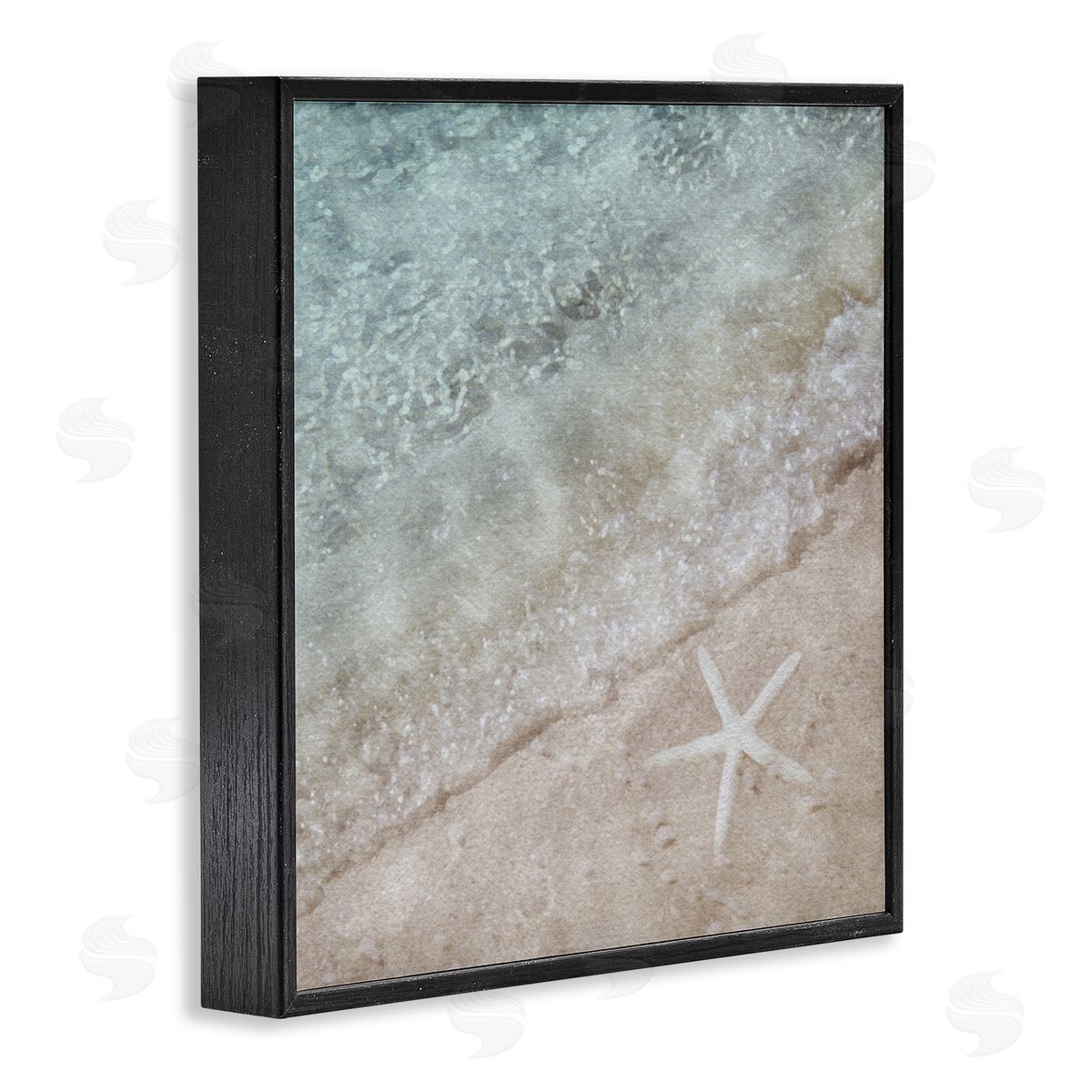 LSR Design Studio Starfish on Beach Coast Black Framed Glicee Wall Art Print