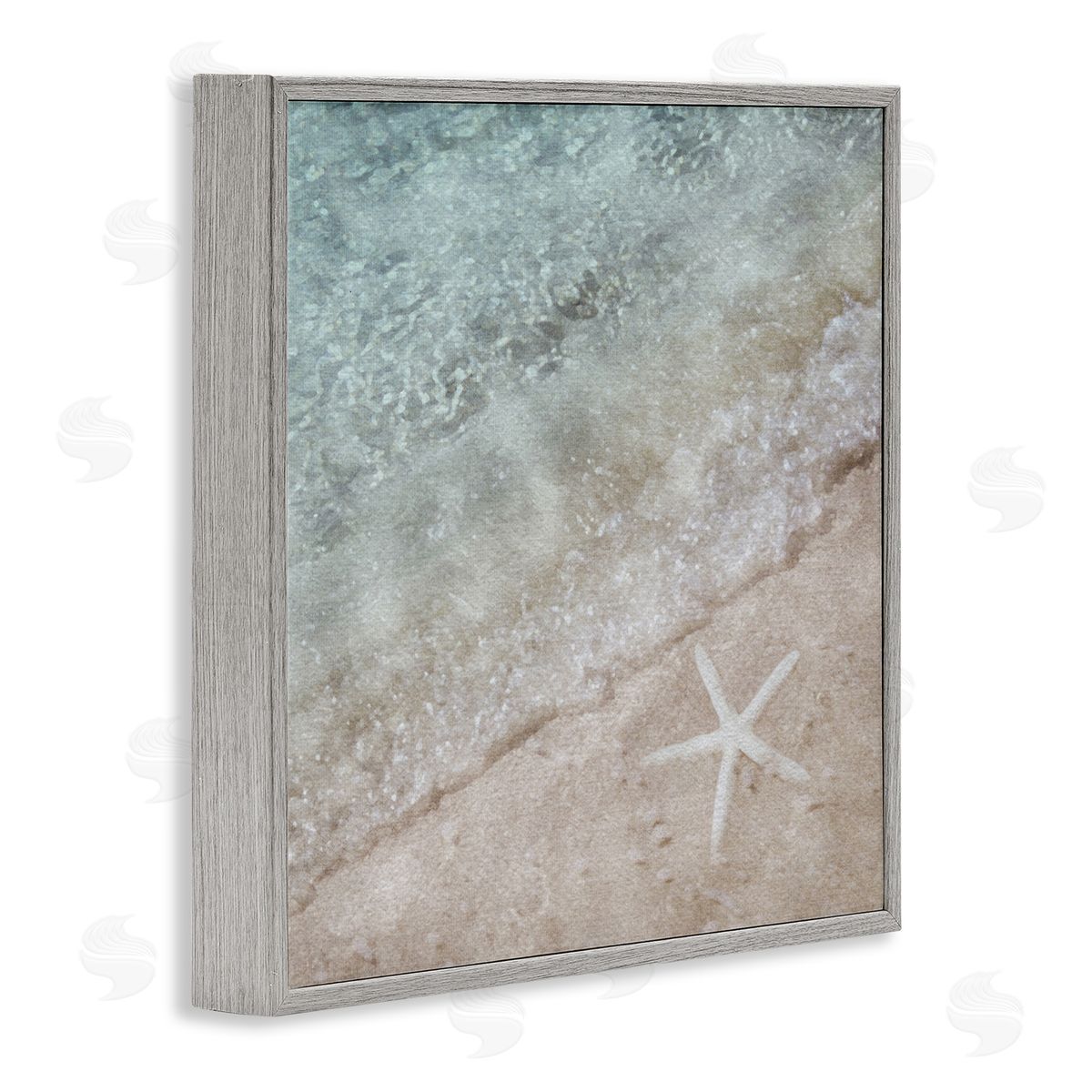 LSR Design Studio Starfish on Beach Coast Gray Framed Glicee Wall Art Print