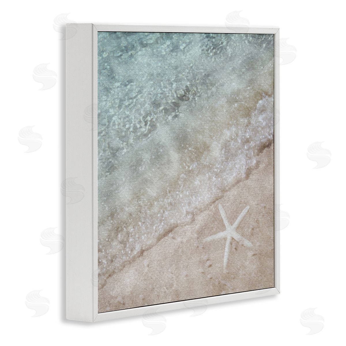LSR Design Studio Starfish on Beach Coast White Framed Glicee Wall Art Print