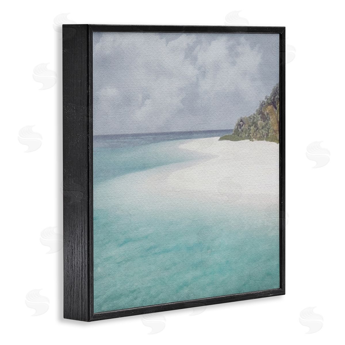LSR Design Studio Lagoon Shore Watercolor Black Framed Glicee Wall Art Print