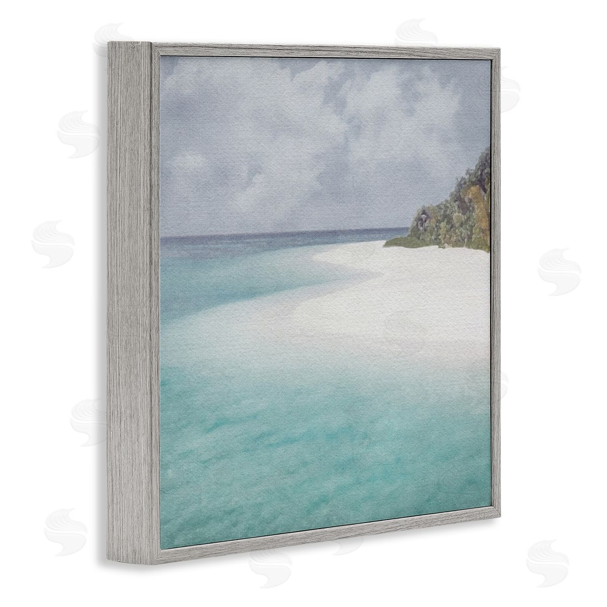 LSR Design Studio Lagoon Shore Watercolor Gray Framed Glicee Wall Art Print