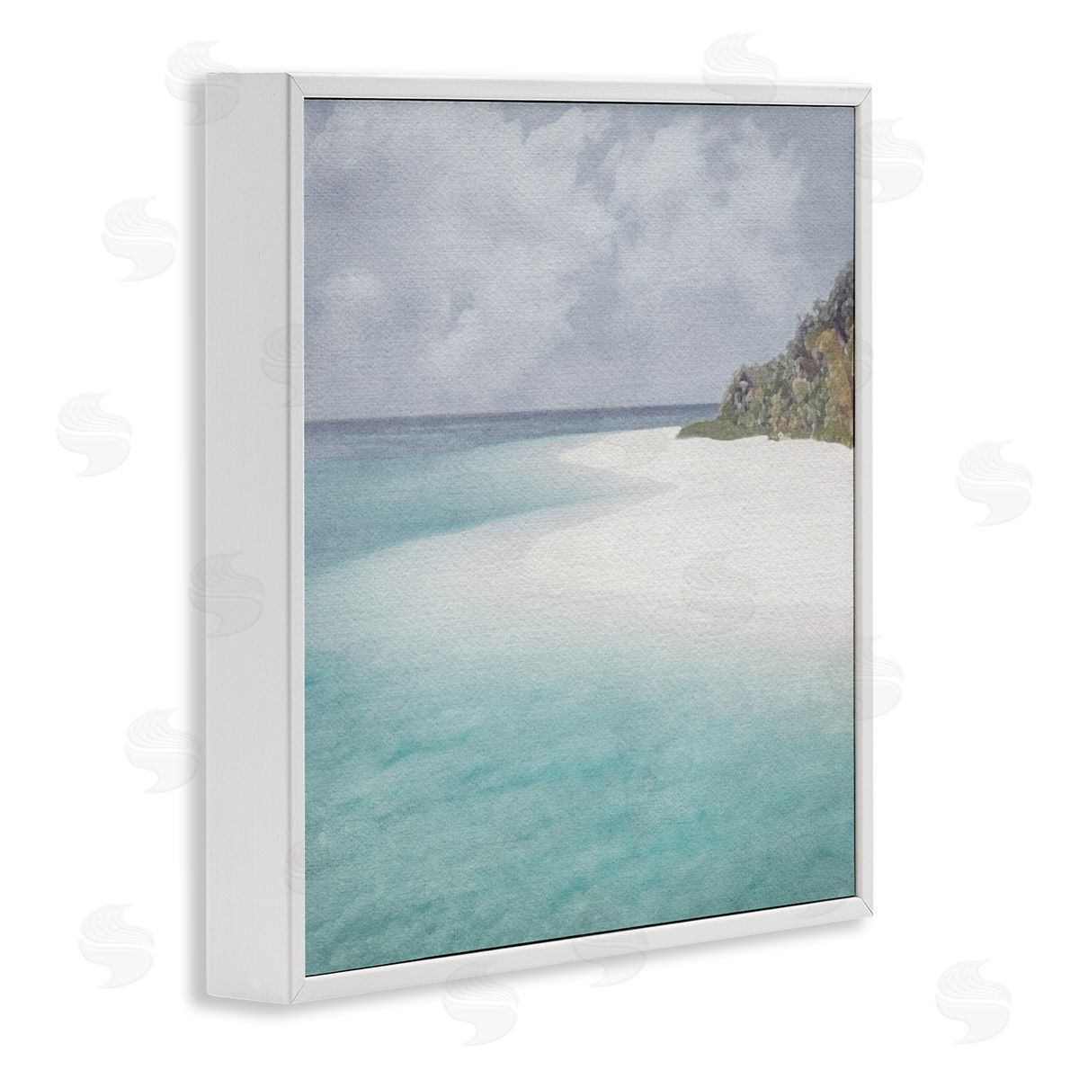 LSR Design Studio Lagoon Shore Watercolor White Framed Glicee Wall Art Print