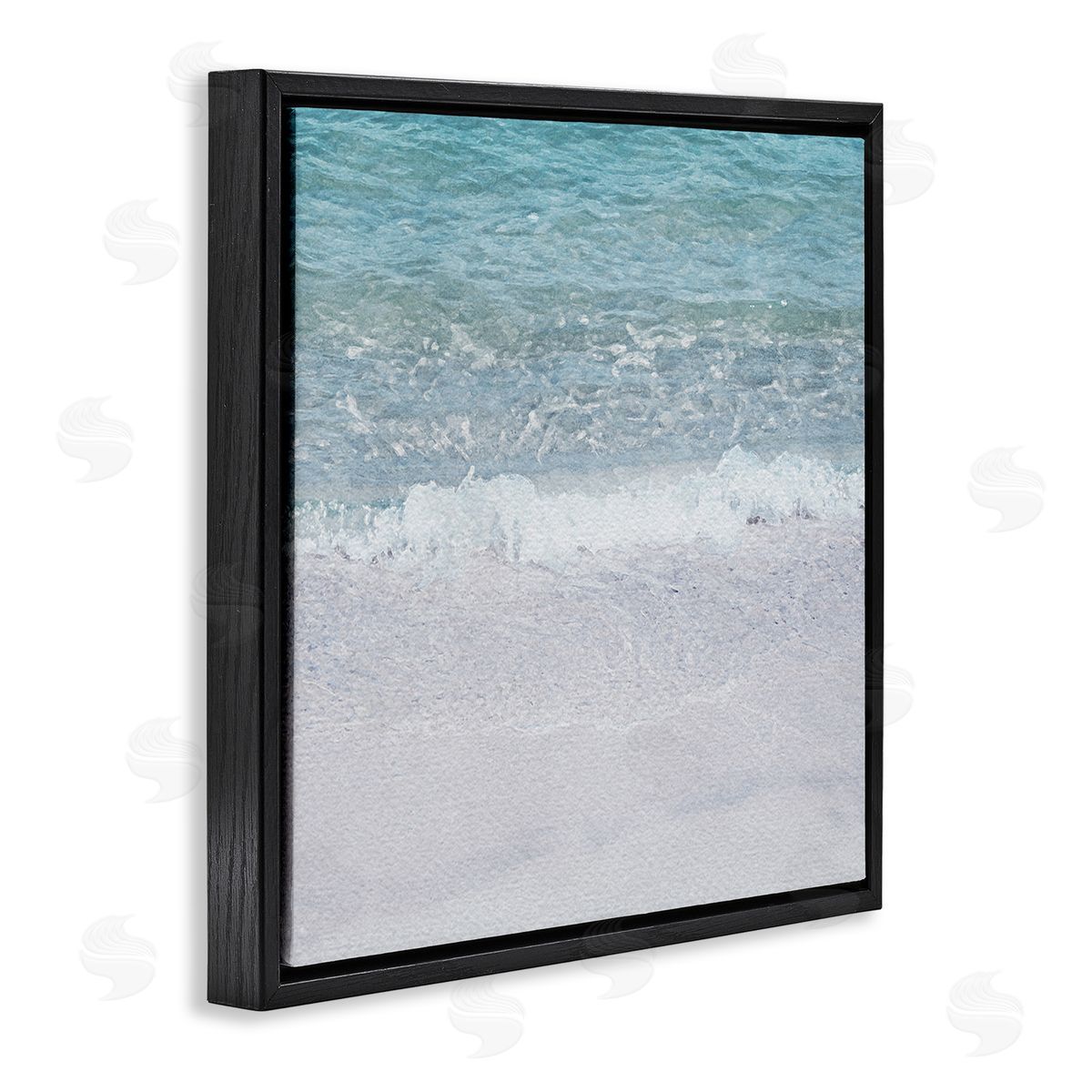 LSR Design Studio Sea Waves on Shore Black Floating Frame Canvas Wall Art Print