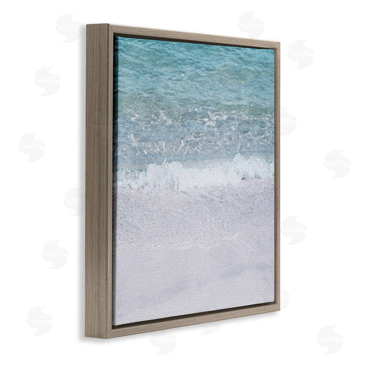 LSR Design Studio Sea Waves on Shore Brown Floating Frame Canvas Wall Art Print