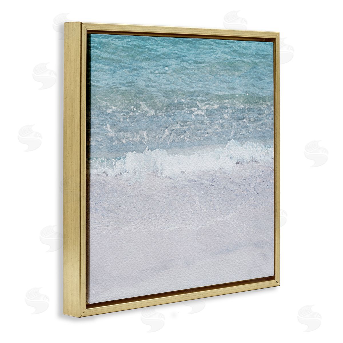 LSR Design Studio Sea Waves on Shore Gold Floating Frame Canvas Wall Art Print