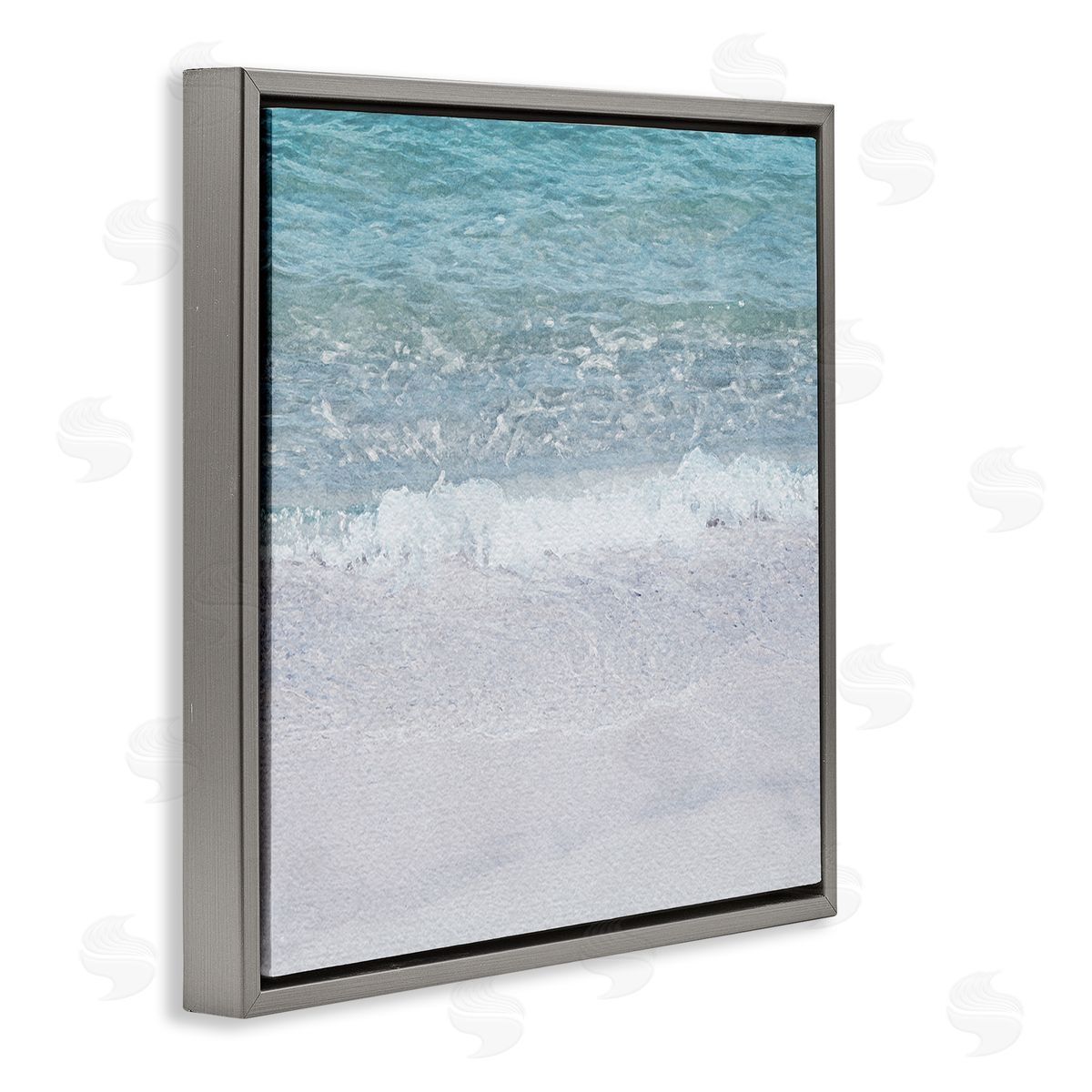 LSR Design Studio Sea Waves on Shore Gray Floating Frame Canvas Wall Art Print
