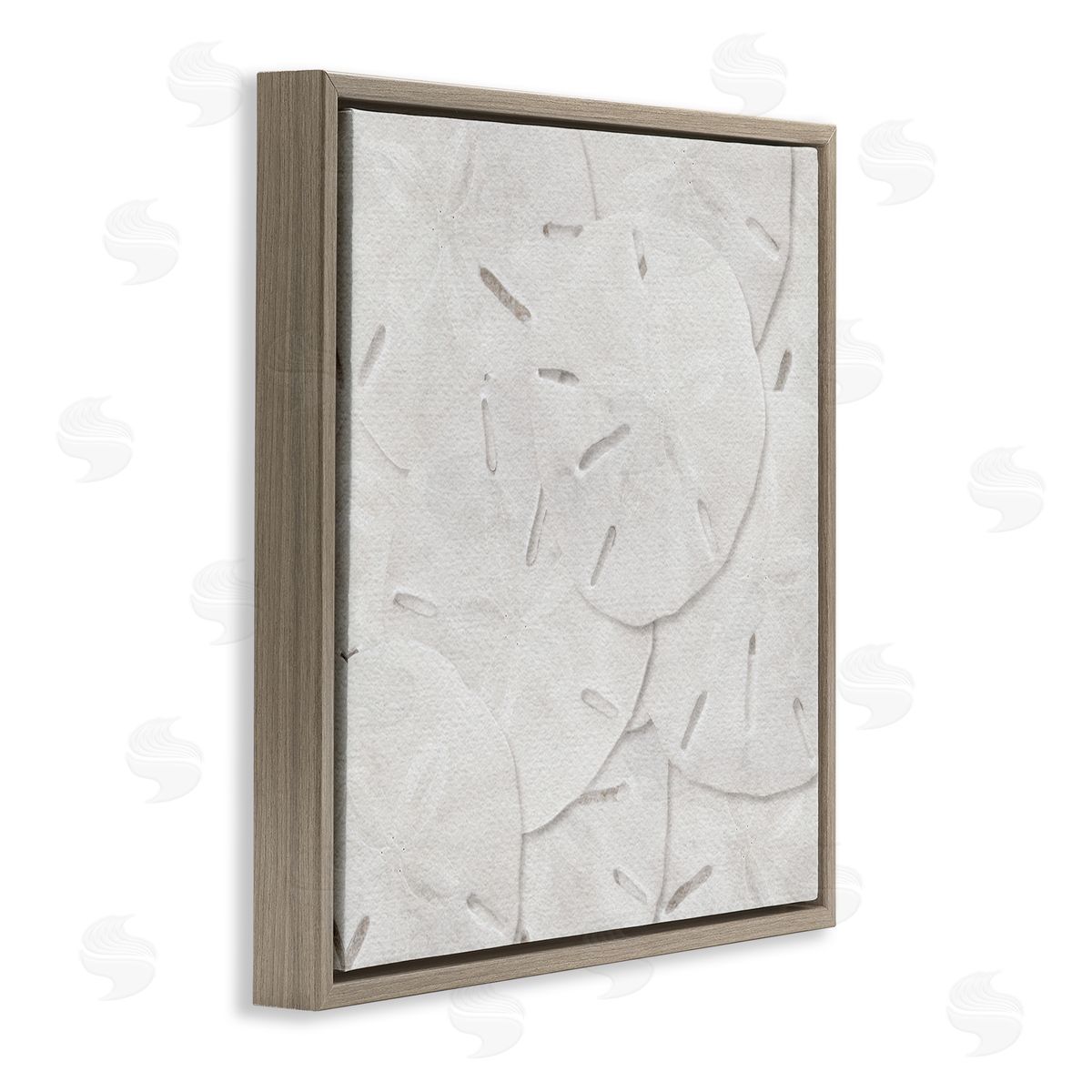 LSR Design Studio Nautical Sand Dollars Brown Floating Frame Canvas Wall Art Print