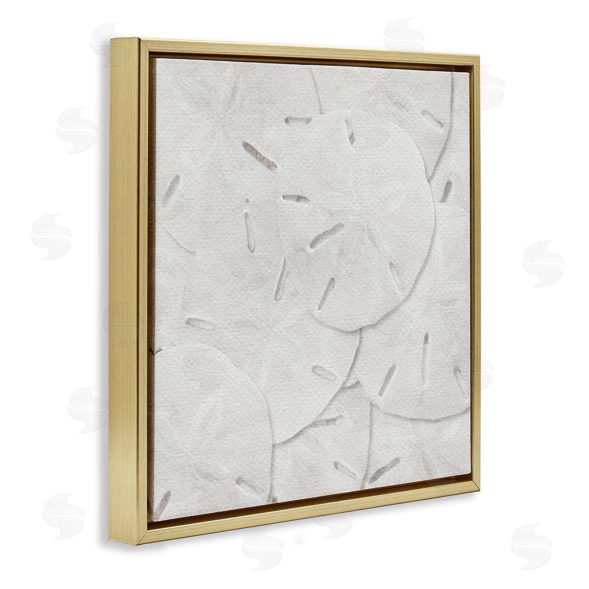 LSR Design Studio Nautical Sand Dollars Gold Floating Frame Canvas Wall Art Print