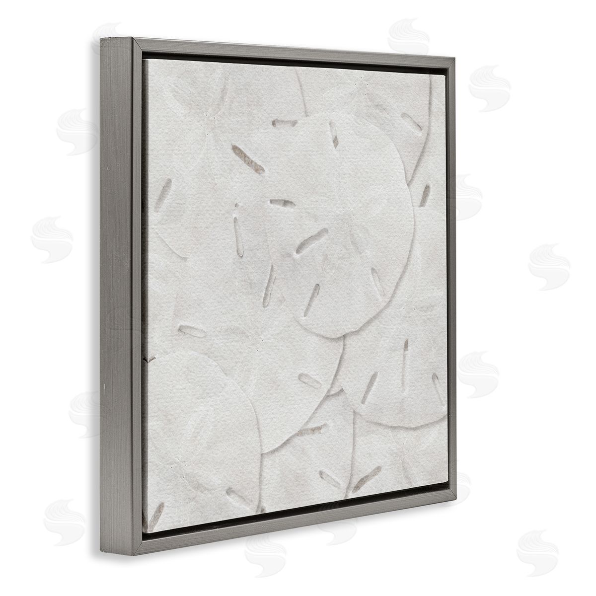 LSR Design Studio Nautical Sand Dollars Gray Floating Frame Canvas Wall Art Print