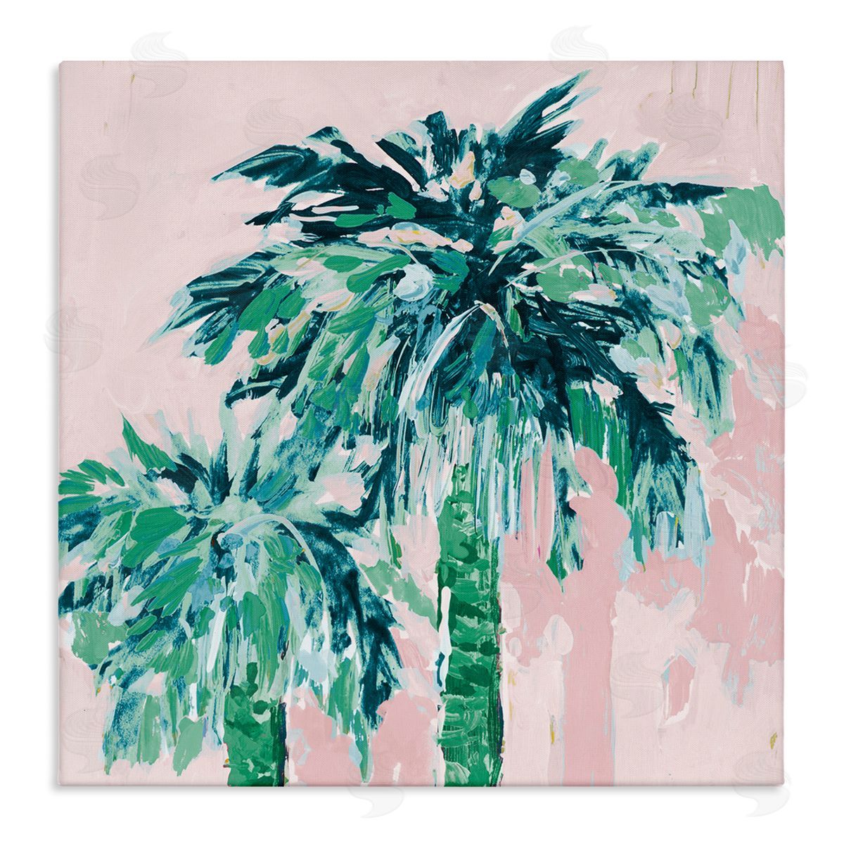 Jane Slivka Modern Green & Pink Palms Stretched Canvas Wall Art Print