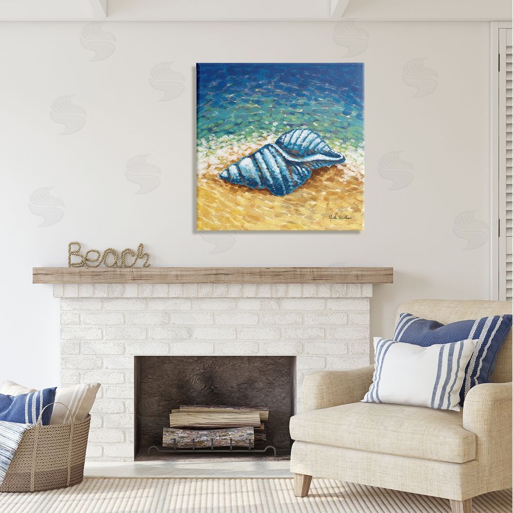 Nidhi Wadhwa Conch Shells by Shore Canvas Wall Art in Room