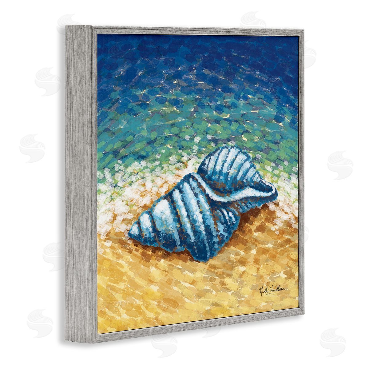 Nidhi Wadhwa Conch Shells by Shore Gray Framed Glicee Wall Art Print