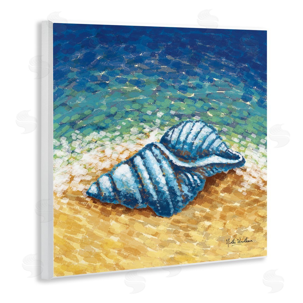 Nidhi Wadhwa Conch Shells by Shore Wooden Wall Plaque Art Print