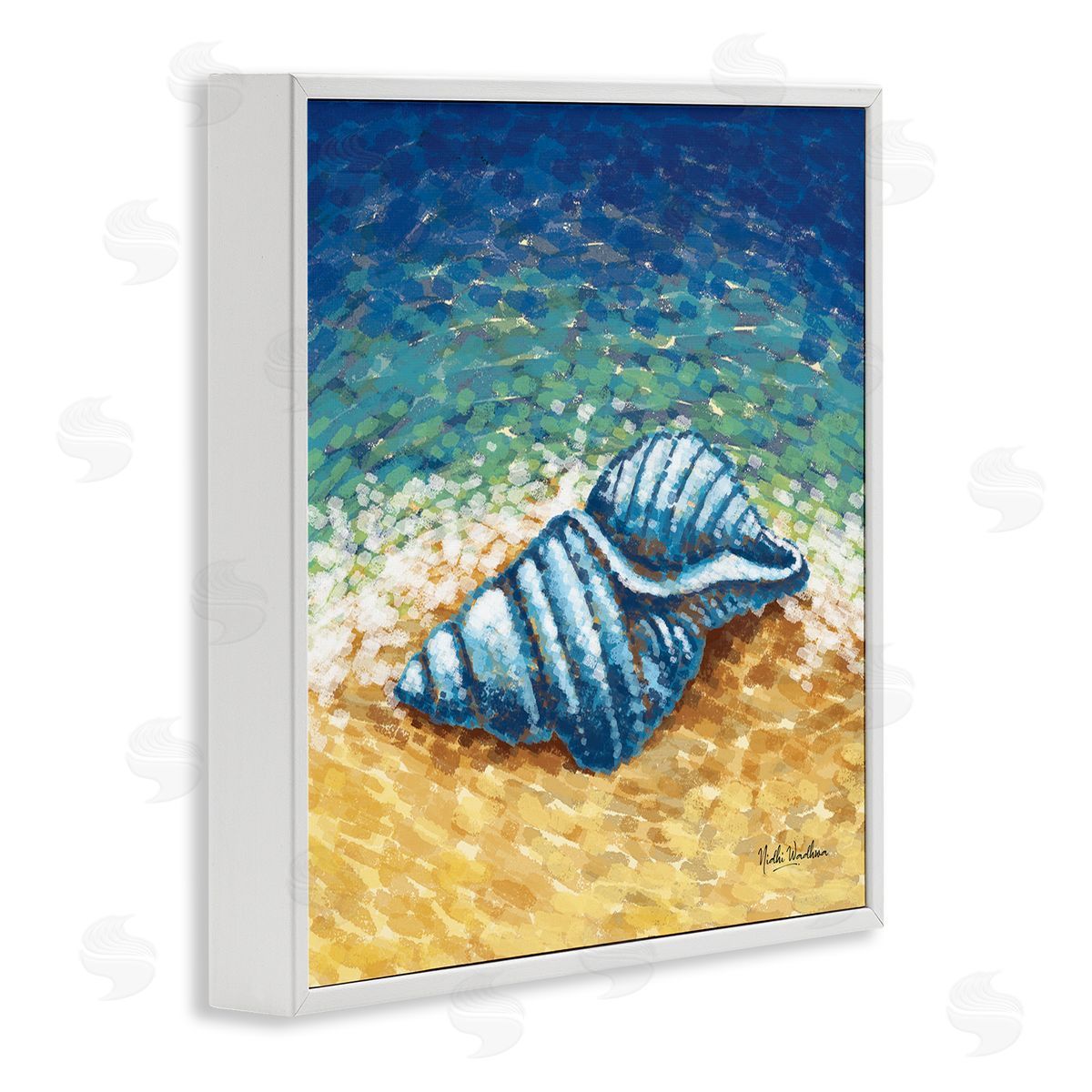 Nidhi Wadhwa Conch Shells by Shore White Framed Glicee Wall Art Print