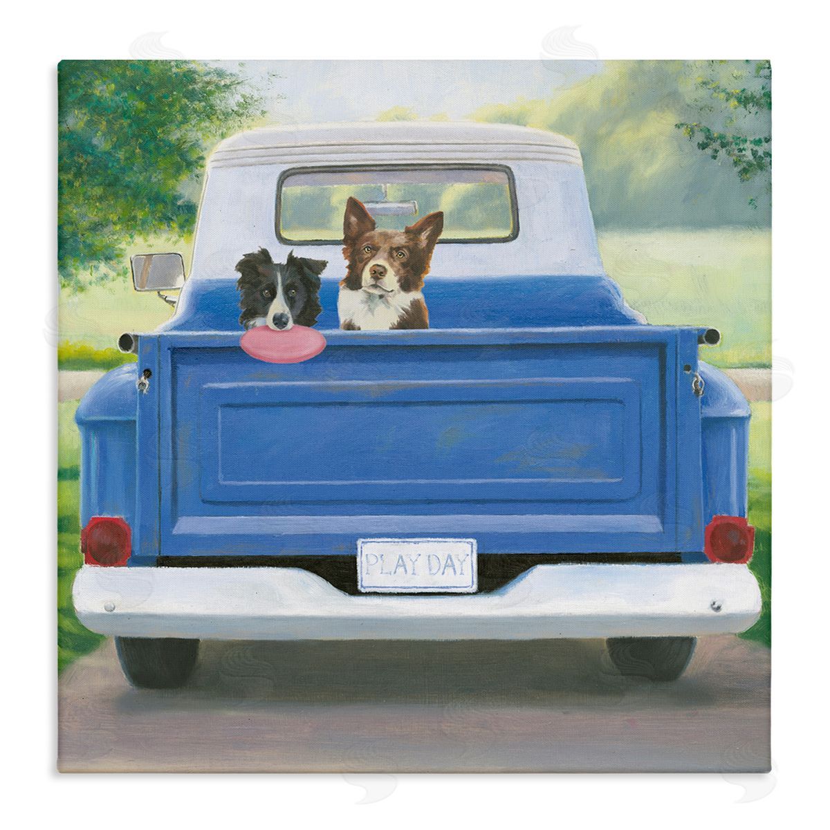 James Wiens Dogs in Country Truck Stretched Canvas Wall Art Print
