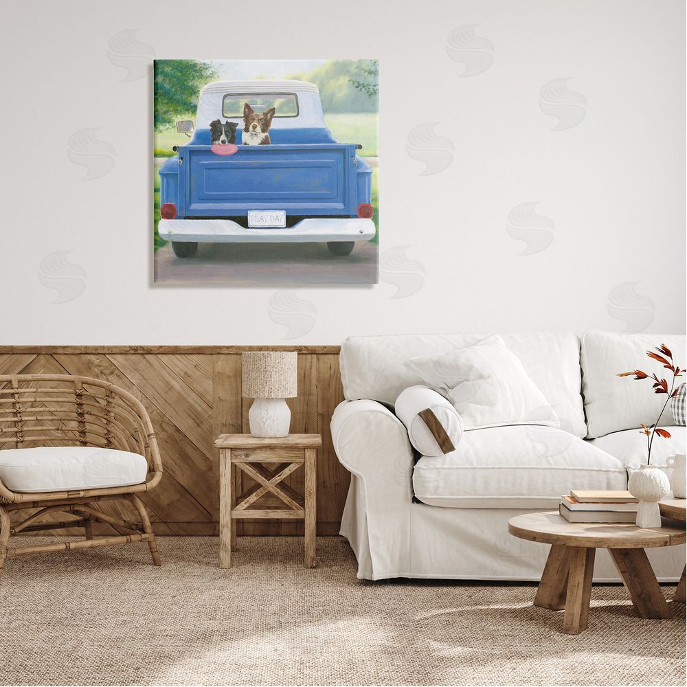 James Wiens Dogs in Country Truck Canvas Wall Art in Room