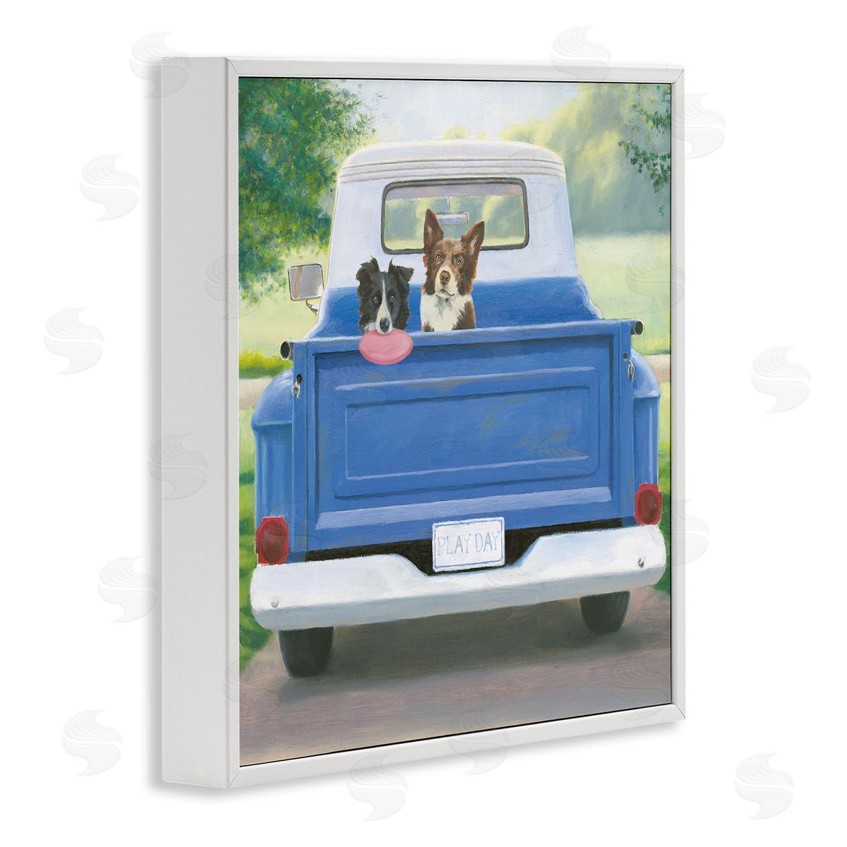 James Wiens Dogs in Country Truck White Framed Glicee Wall Art Print